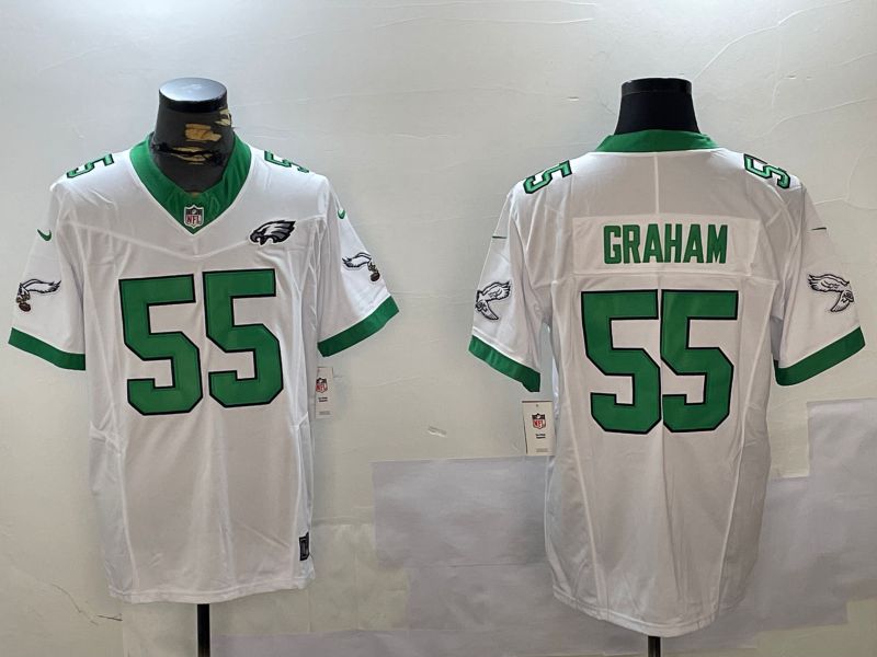 Men Philadelphia Eagles #55 Graham White Three generation 2024 Nike Limited NFL Jersey style 2